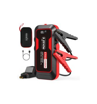 S ZEVZO ET03 Jump Starter – High-performance 2500A car jump starter with smart jumper clamps, USB-C cable, and carrying case